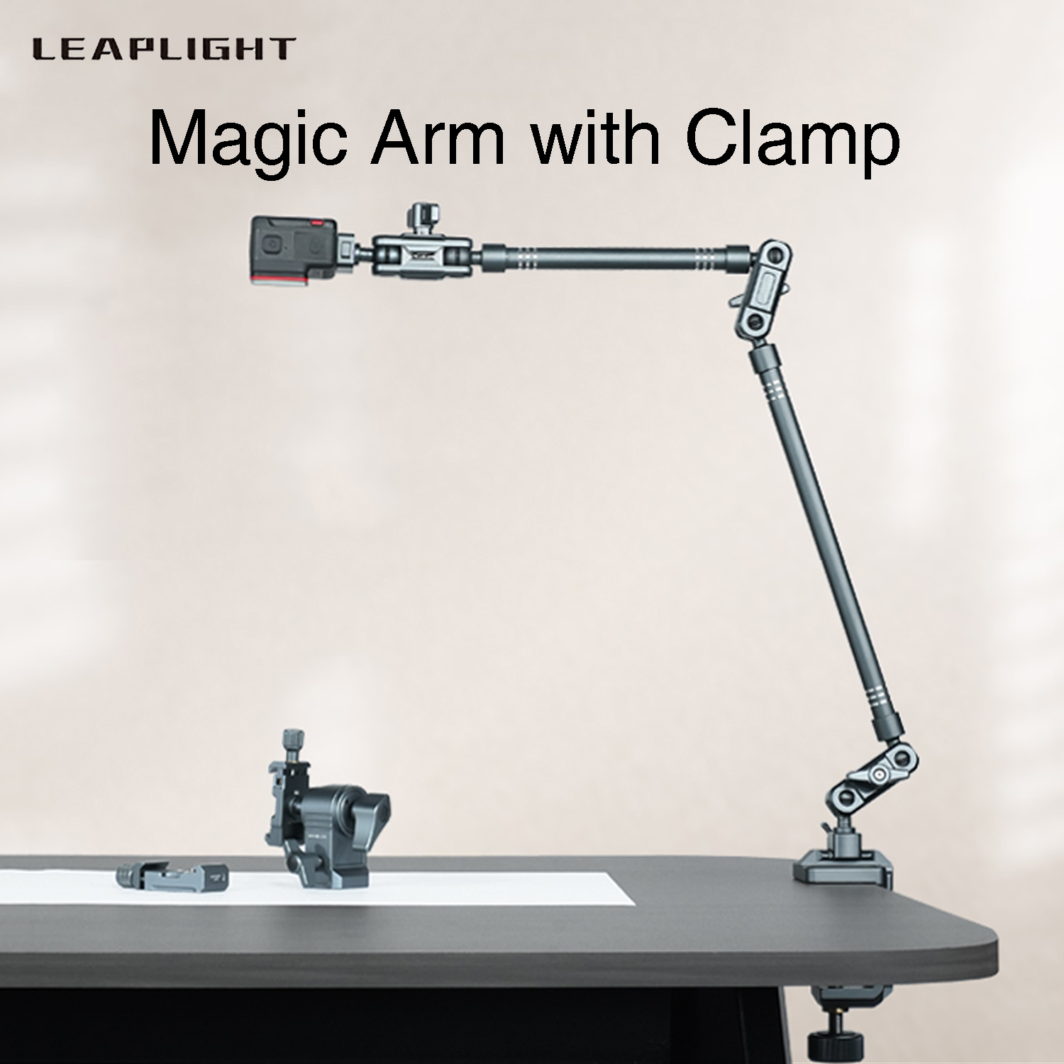 Webcam Stand Clip - LEAPLIGHT Magic Arm w Clamp, Overhead