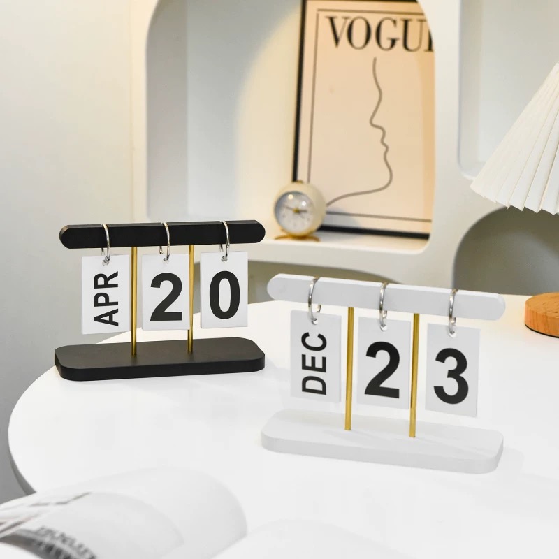 Office Tech Gadgets - New Flip Wooden Perpetual Calendar Flip