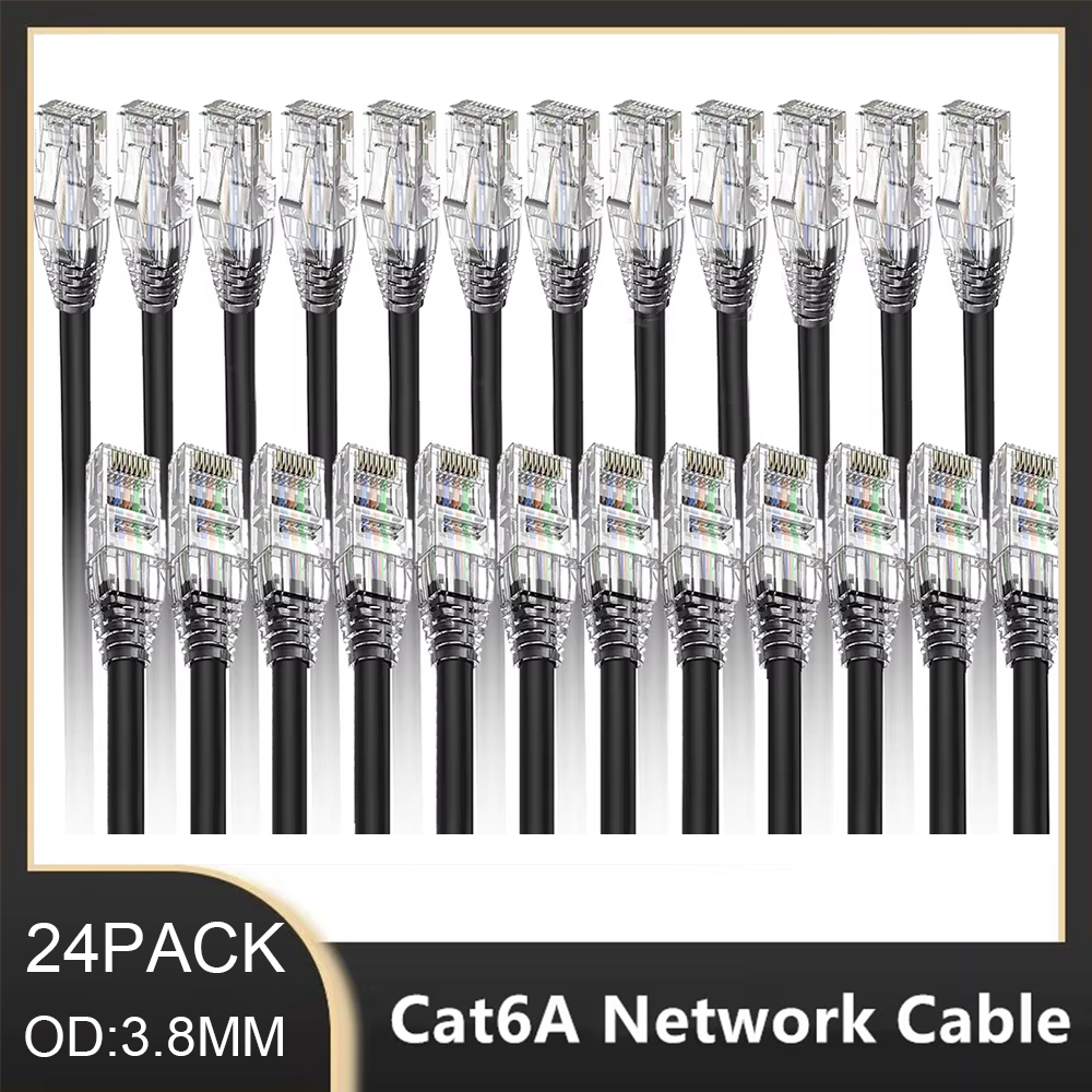 Patch Panel Cat6 - 24Pack 0.1/0.15/0.2/0.3/0.5M Cat6a Ethernet Patch Cable