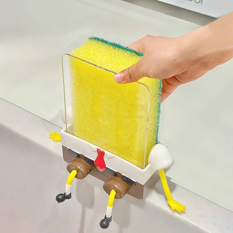 Server Rack Shelf - Dishwashing Cartoon Sponge Storage Rack Wash